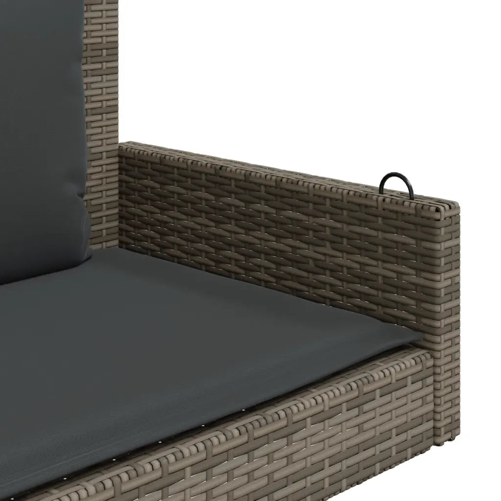 Panchina Dondolo con Cuscini Grigia 119x56x48 cm in Polyrattan 365631