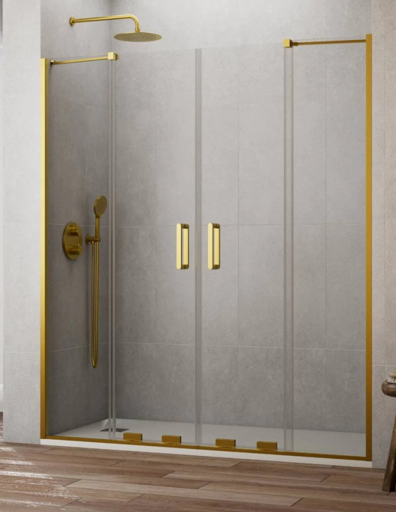 Porta doccia scorrevole 2+2 CIRENE (KENNA) 240 cm Profilo Oro
