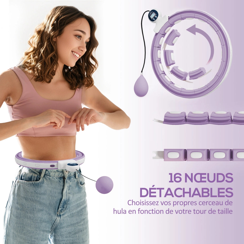 Hula Hoop con Massaggio ¨C Xylo ¨C Regolabile 76-113cm 16 Segmenti Removibili Viola