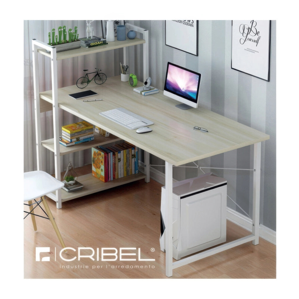 Scrivania Sofia 120 x 48 x h 110 cm Rovere e Bianco per Ufficio Domestico