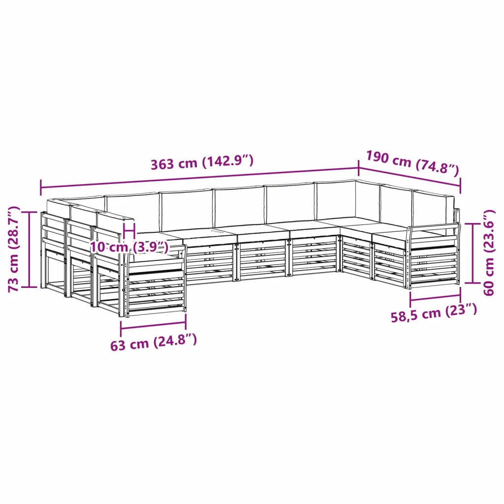 Set di divani da esterno 10 pcs Bianco e Antracite 3392587