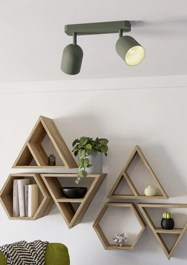 Faretti E Spot Moderno Tilston Acciaio Verde 2 Luci E14 Ip20