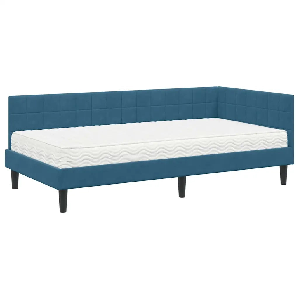 Struttura Letto Angolare con Materasso 2 pcs Blu Velluto