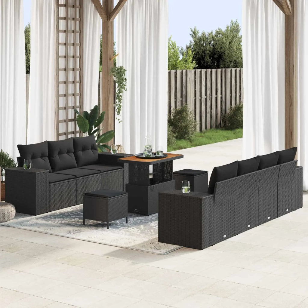 Set Divano da Giardino 10 pcs Nero Rattan in Polipropilene 3363919