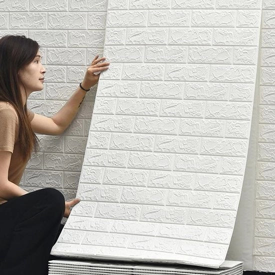 Pannello per parete 3D a stucco 70 cm x 10 m - Tela da parete a vista pietra, Tela da parete idrorepellente a vista pietra, Tela da parete per cucina, camera da letto, soggiorno, parete di fondo TV decorativa