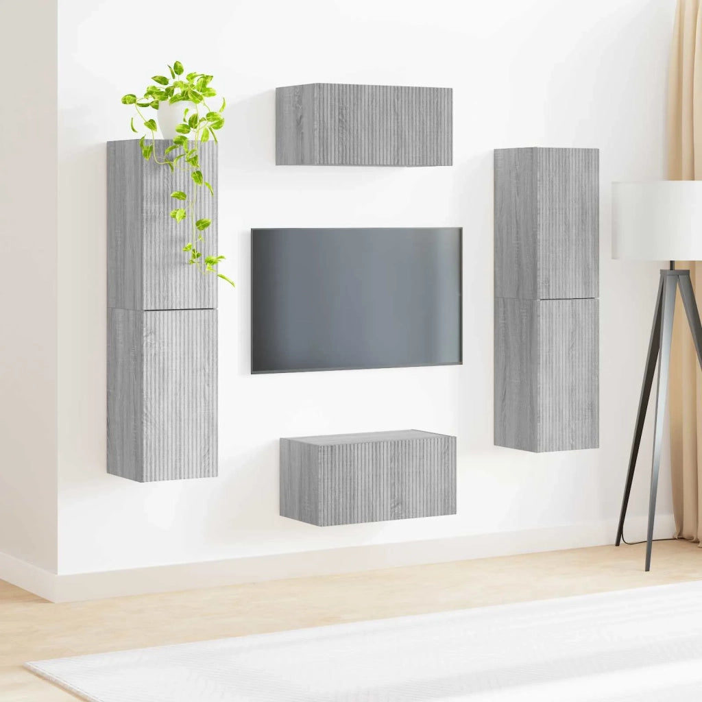 Set mobile TV 6 pcs Grigio Sonoma Legno multistrato 3409129