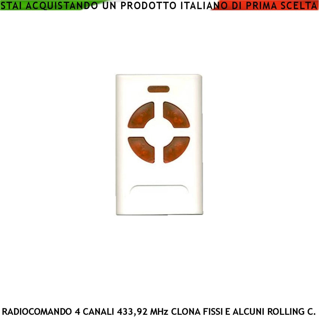 Duplica Radiocomando 4 canali Frequenza 433,92 MHz 1 mW Codice default Securvera 66 Bit Clona Codici Binari Copia Base Rolling Code da Confermare Led Funzioni