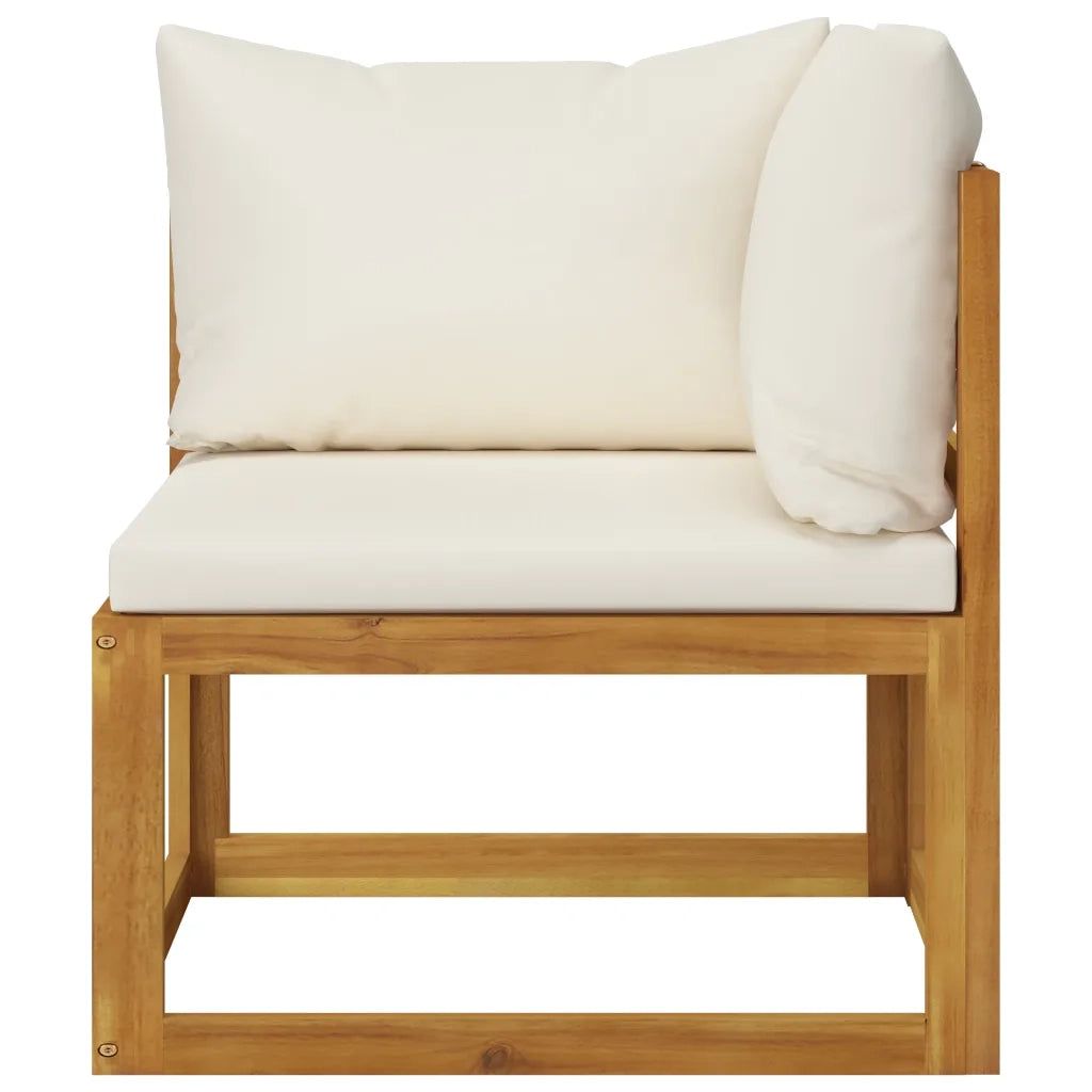 Set Divani da Giardino 11 pz con Cuscini Crema in Legno Acacia