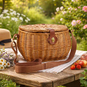 Cesto Funghi in Vimini Bombè con Tracolla 34 x 25 x h 23 cm