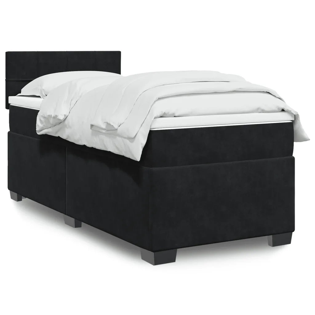 Giroletto a Molle con Materasso Nero 90x190 cm in Velluto 3288500