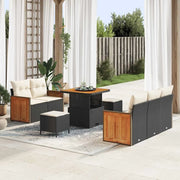 Set Divano da Giardino con cuscino 8 pcs Nero e Crema
