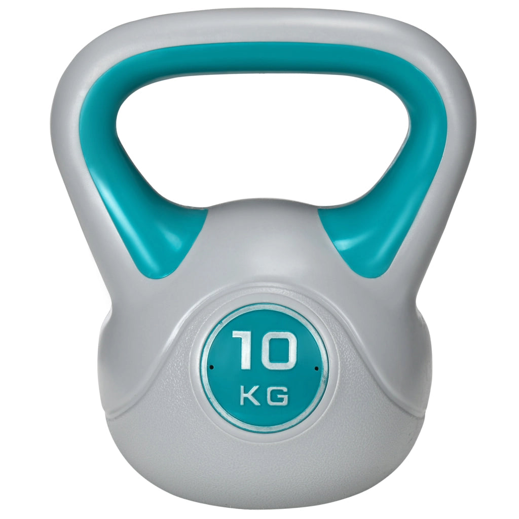 Kettlebell 10 kg ¨C Xylo ¨C Rivestimento PU con Sabbia 22x16x26 cm Blu e Grigio