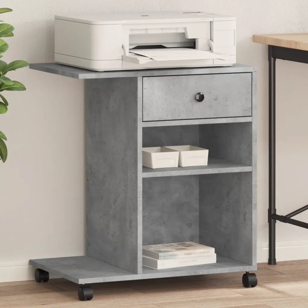 Supporto per Stampante con Ruote Grigio Cemento 60x40x68,5 cm 840642