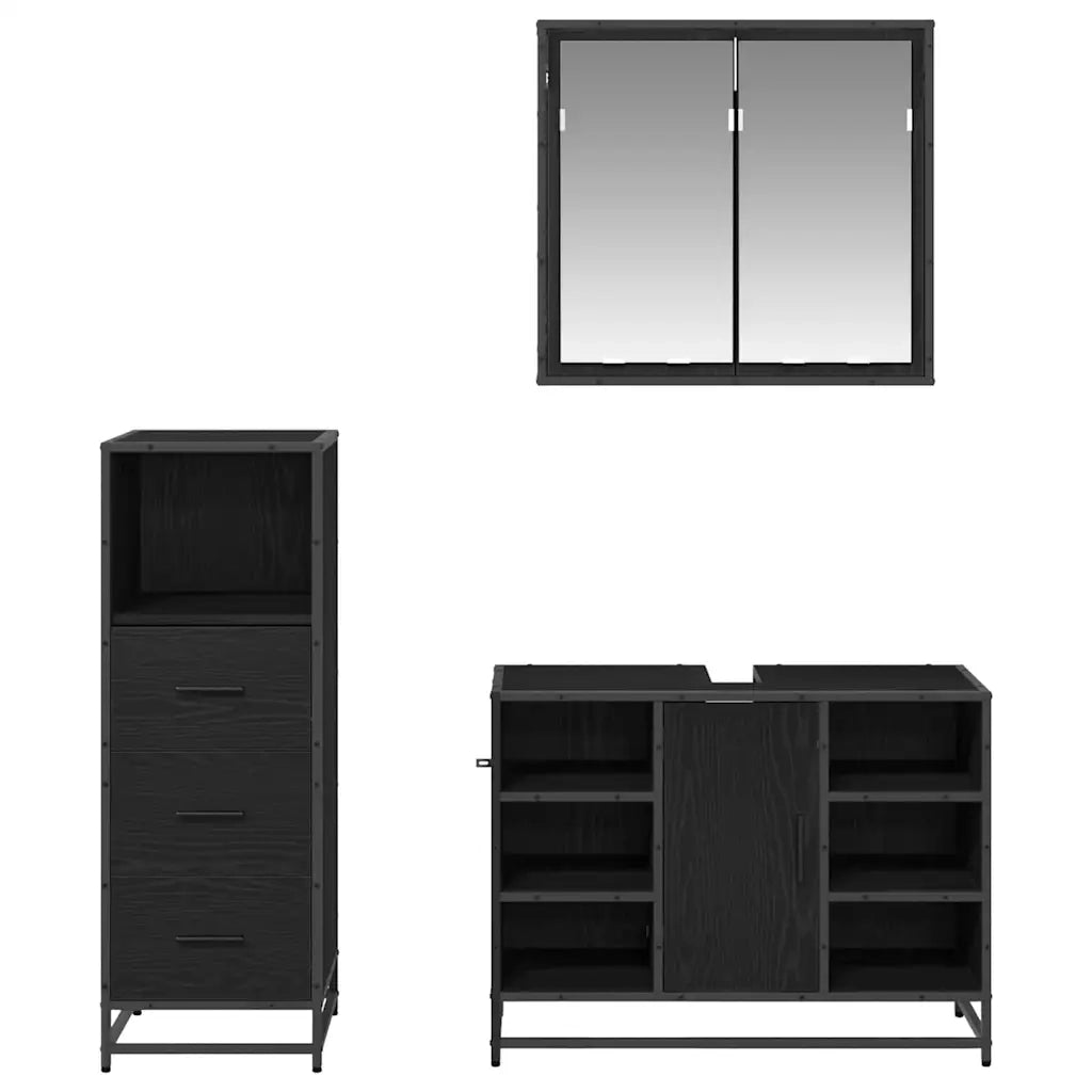 Set di mobili per il bagno con cassetto 3 pcs Legno vecchio 3402491
