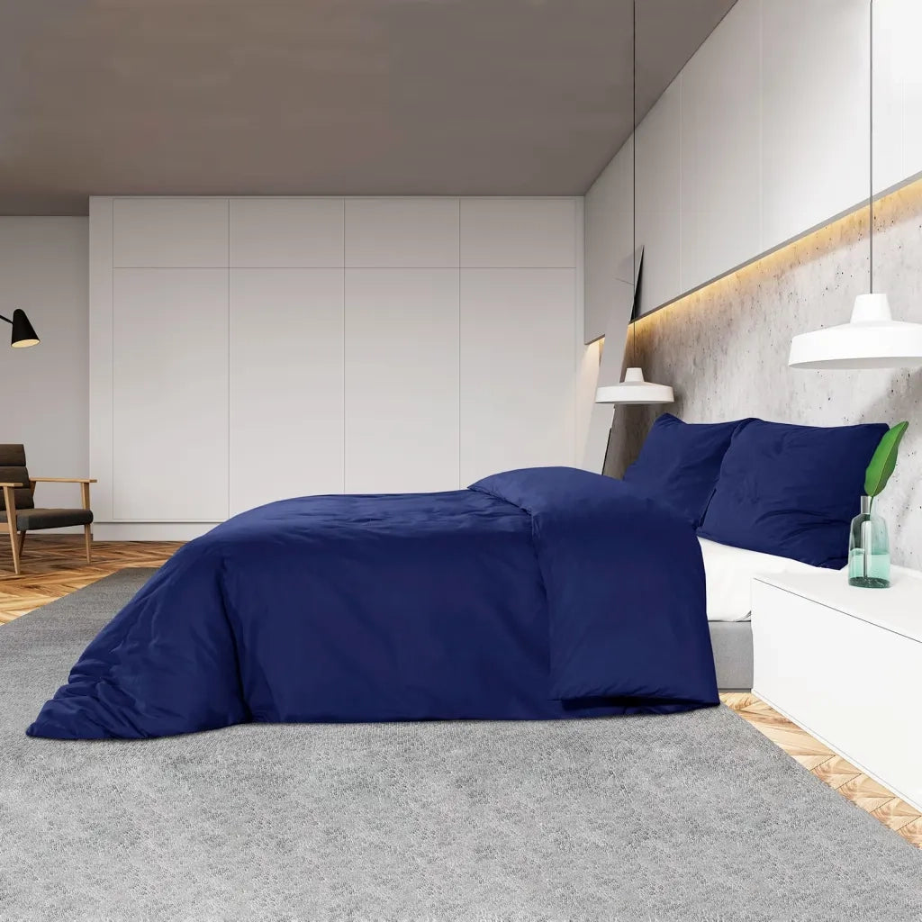 Set Copripiumino Blu Marino 200x200 cm in Cotone 136146