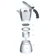 Trade Shop - Kit Set Ricambio Ricambi Moka Caffettiera Filtro Guarnizione Imbuto Tazze -   -moka 1 Tazza    -