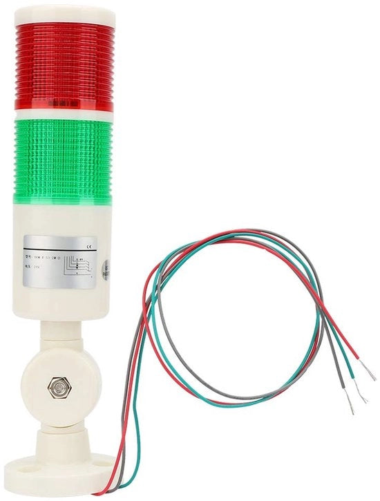 Segnalatore di Allarme a Doppia Lente 24VDC - Lampada di Avviso a LED - Maniglia Ripiegabile - Rosso/Verde - Apparecchiatura Meccanica - Materiali di Alta Qualità - Lampada di Allarme