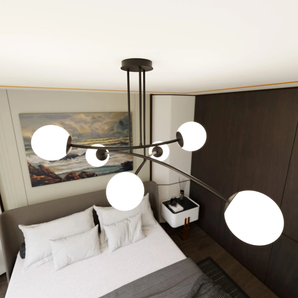 Emibig lampadario HALDOR nero/bianco 6xE14 metallo vetro