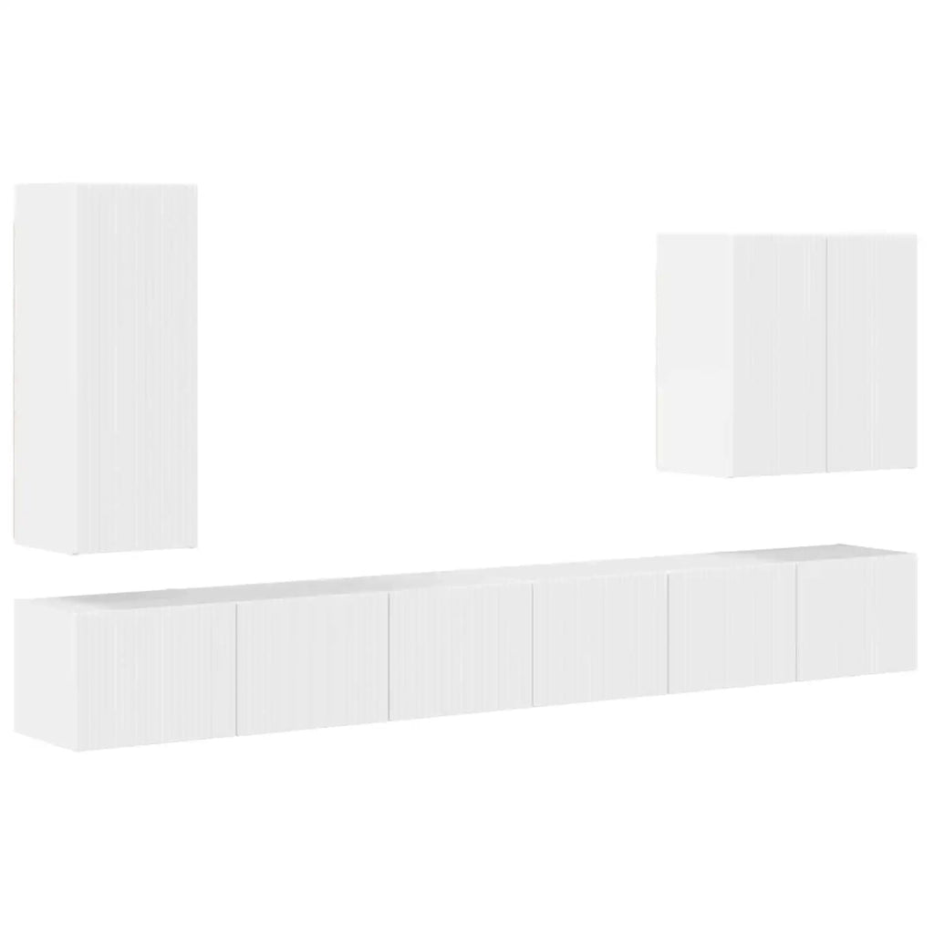 Set di Mobiletto da TV a Parete 6 pcs Bianco Lucido 3408947