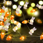 Decorazioni di Pasqua, 5 metri, 50 LED, forma carota e coniglio, funzionanti con batterie, luci di Pasqua decorative, per decorazione di festa interna ed esterna.