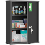 Armadietto farmacia da parete con serratura ¨C Xylo ¨C acciaio nero 40x15x53,5 cm