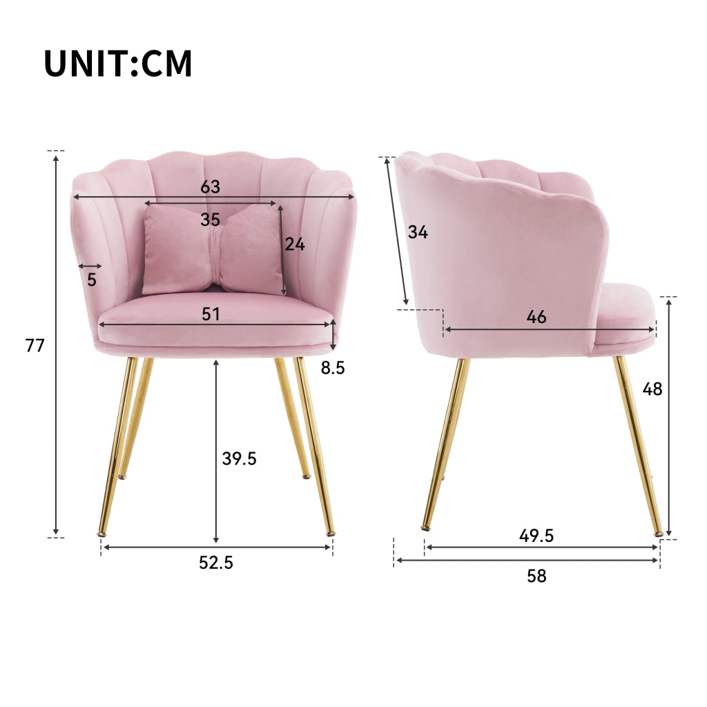 POLTRONA DA SALOTTO 62x54x43 cm Velluto Rosa