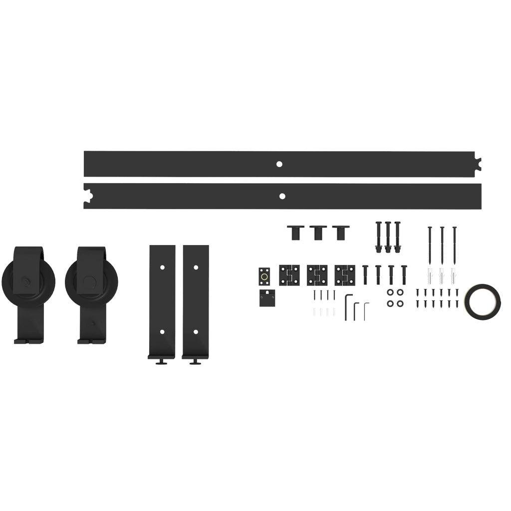 Kit per Porta Scorrevole Pieghevole in Acciaio al Carbonio Nero 122x0.5x4 cm