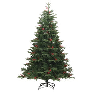 Albero Natale Artificiale Incernierato con Pigne e Bacche 180cm 358376