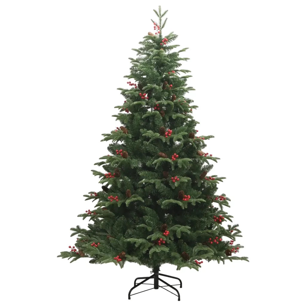Albero Natale Artificiale Incernierato con Pigne e Bacche 180cm 358376