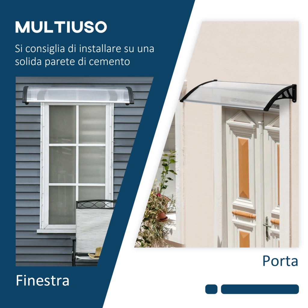 Pensilina Policarbonato ¨C Xylo ¨C Trasparente 110x60x18cm Alluminio Esterno Porte Finestre