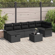 Set Divano da Giardino con cuscino 8 pcs Nero Poly Rattan 3360244