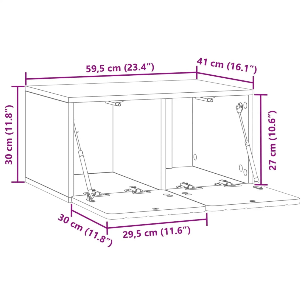 Mobile TV da Muro | Armadietto TV | Mobile Porta TV Rovere Artigianale 59,5 x 41 x 30 cm