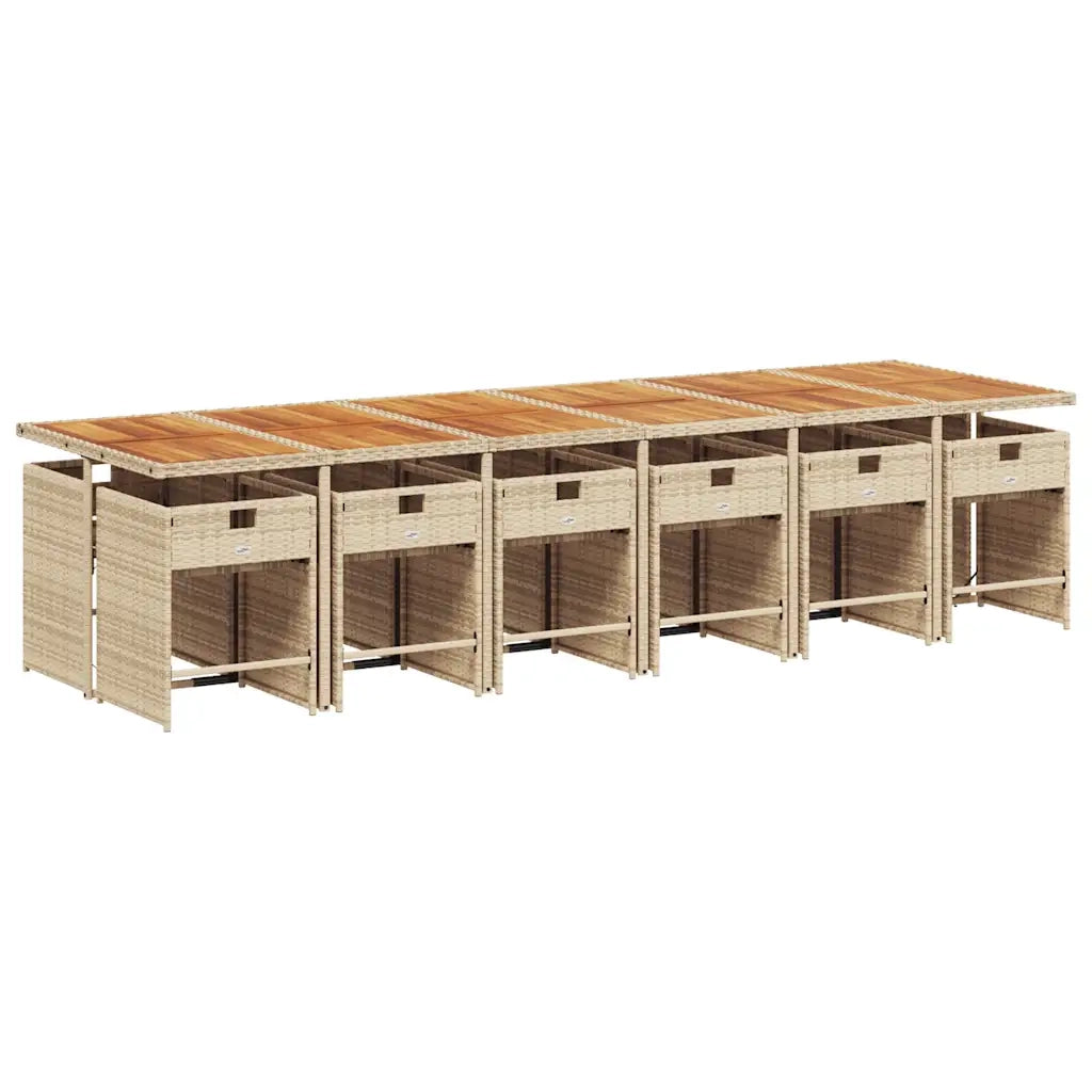 Set da Pranzo da Giardino 13 pz con Cuscini Beige in Polyrattan 3211132