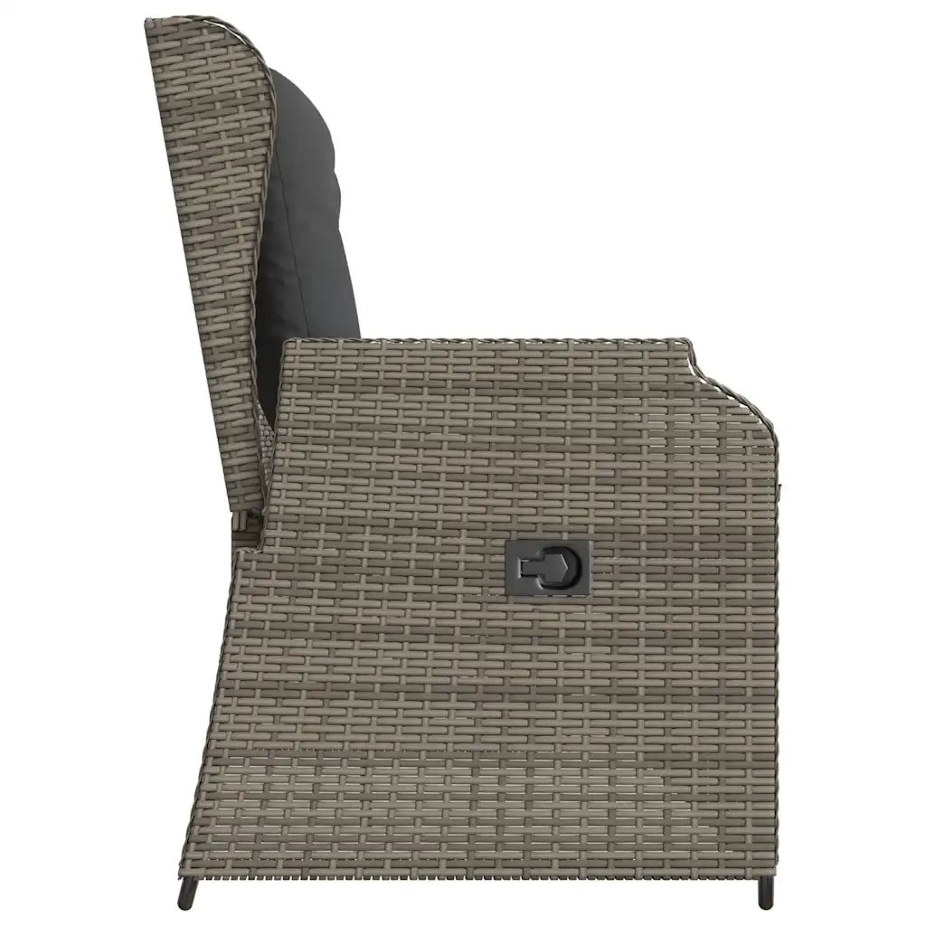 Panchina Reclinabile da Giardino | Panca da Giardino con Cuscini Grigia in Polyrattan