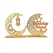 Decorazione di tavola per Ramadan, 2 pezzi, decorazione mensile in legno, Eid Mubarak, decorazione, Ramadan, set di decorazione per la casa, Bajram musulmano, decorazione di tavola mensile
