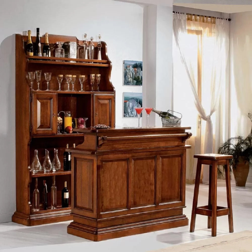 Mobile bar classico arte povera  in legno di pioppo tinta noce (1223+1224) - Mobili 2G