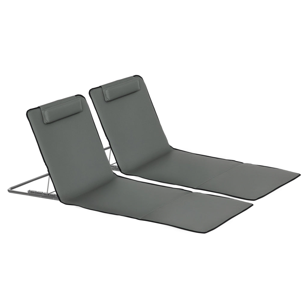 Set 2 Lettini Pieghevoli da Giardino con Schienale Regolabile ¨C Minimal ¨C Grigio