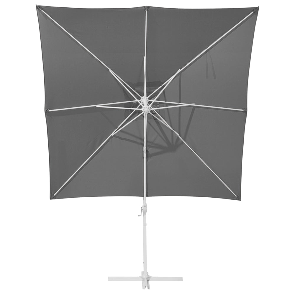 Ombrellone da giardino Tendalino grigio Palo in acciaio bianco 235 cm Cantilever resistente agli agenti atmosferici con meccanismo a manovella