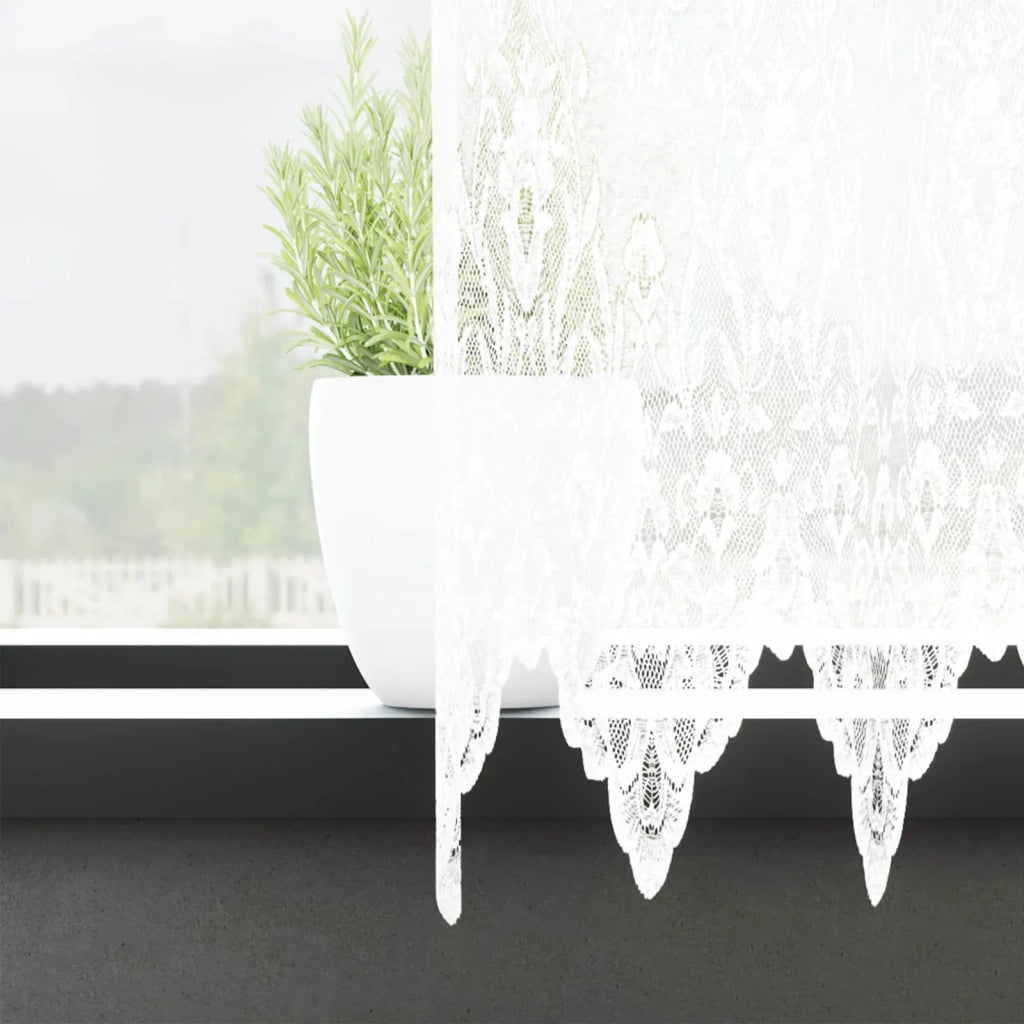 Tenda in Pizzo con tende Bianco 245 x 1200 cm Poliestere 4107861