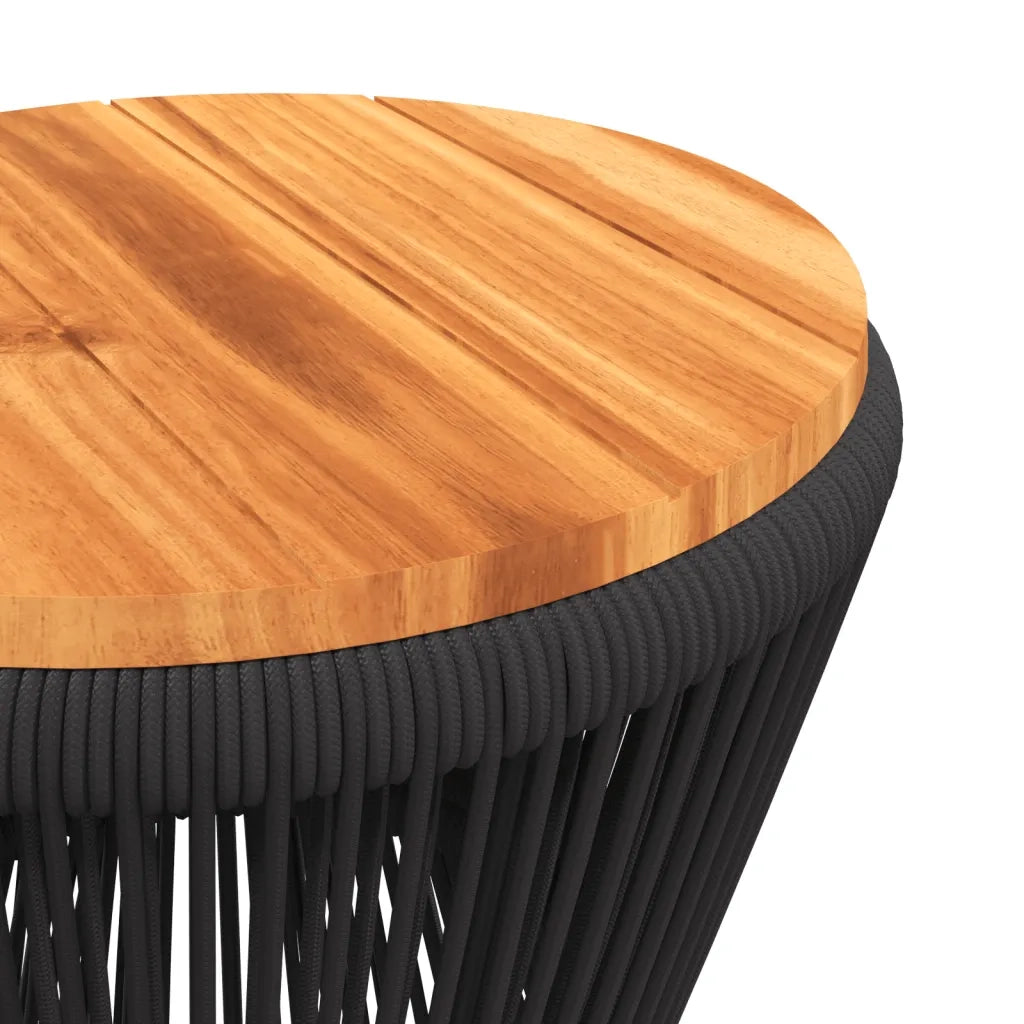Tavolino Base in Filo Metallico Nero Ø 45x44 cm Massello Acacia 365637