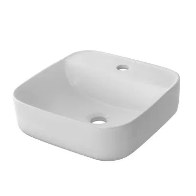 Lavandino da appoggio 39x39 cm in ceramica lucida con angoli tondi