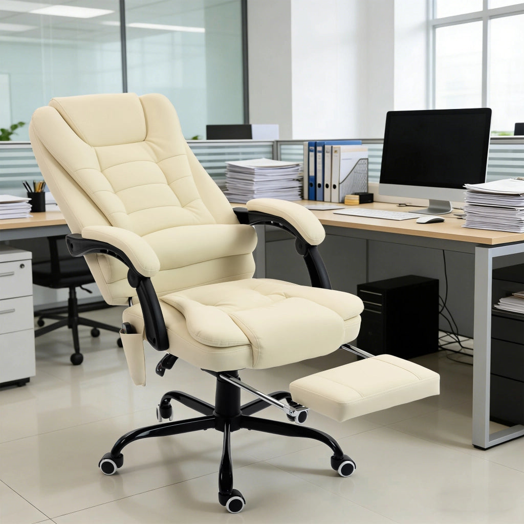 Sedia da ufficio massaggiante reclinabile regolabile ¨C Minimal ¨C beige