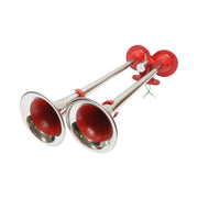 Clacson a 2 trombe rosso 12V/24V per compressore d’aria.