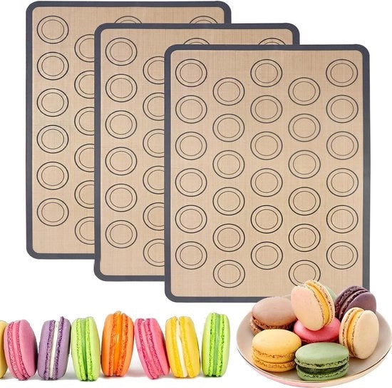 Set di Bakmat in Silicone per Macarons - Antiscivolo - BPA Libero - 42 x 29,5 cm - Superficie Antiaderente