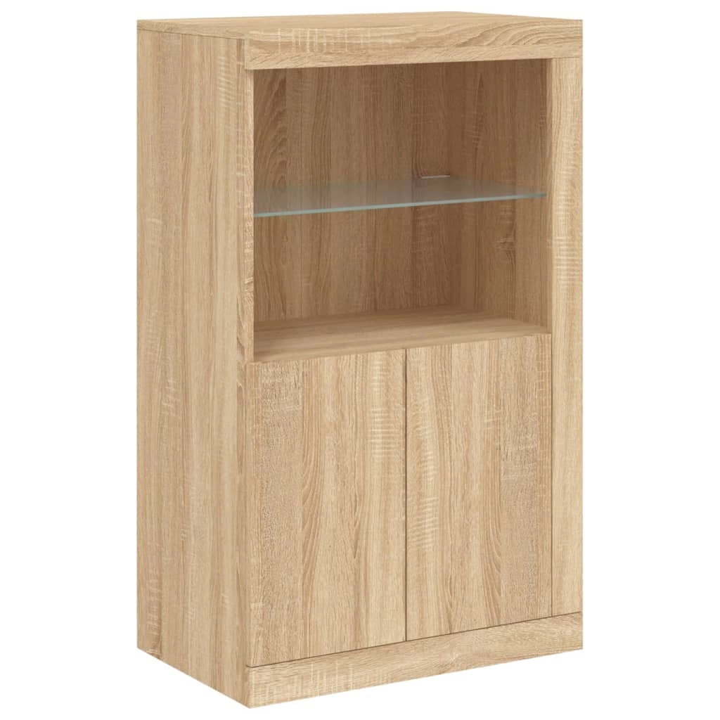 Buffet credenza cassettiera armadio mobile contenitore organizer per cucina soggiorno salotto con luci LED Sonoma 162 x 37 x 100 cm marrone 02_0029941