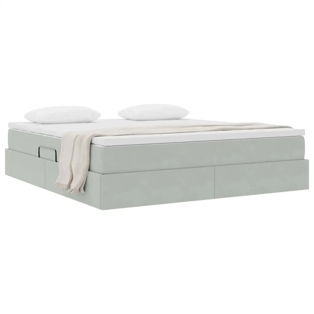 Letto con contenitore e materasso Grigio chiaro 180 x 200 cm