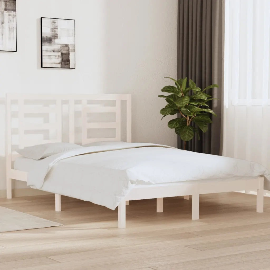 Giroletto senza Materasso-Struttura Letto Bianco 140x200 cm Legno Massello Pino 654051