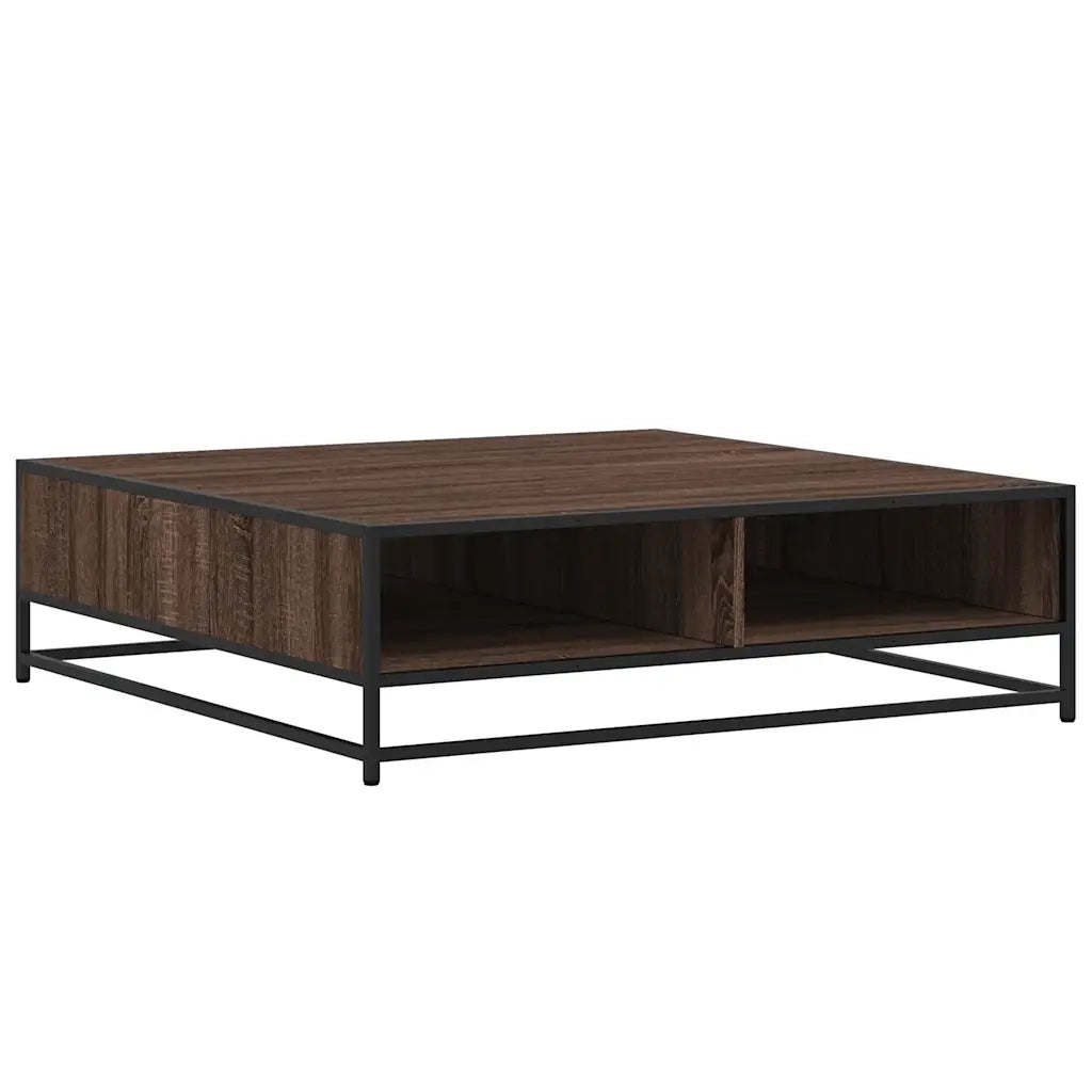 Tavolino-Tavolino da soggiorno-Tavolo Rovere Marrone 100x100x30 cm in Truciolato e Metallo