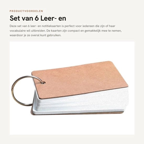 Schede di studio 6 pezzi - Formato portatile - Schede di vocabolario - Schede bianche - Schede di appunti - Con anello - Schede