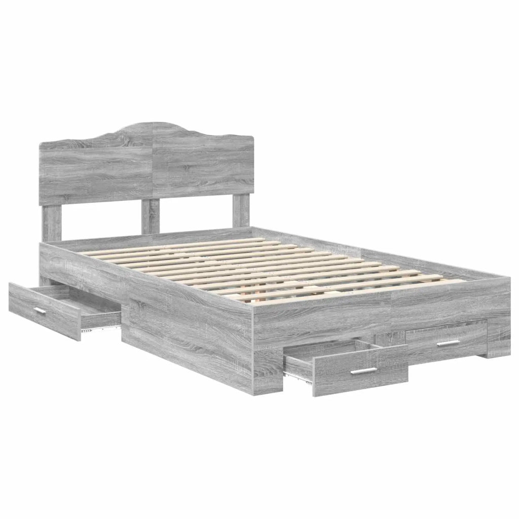 Letto matrimoniale | Letto per adulti | Struttura del letto con testiera Grigio Sonoma 120 x 190 cm